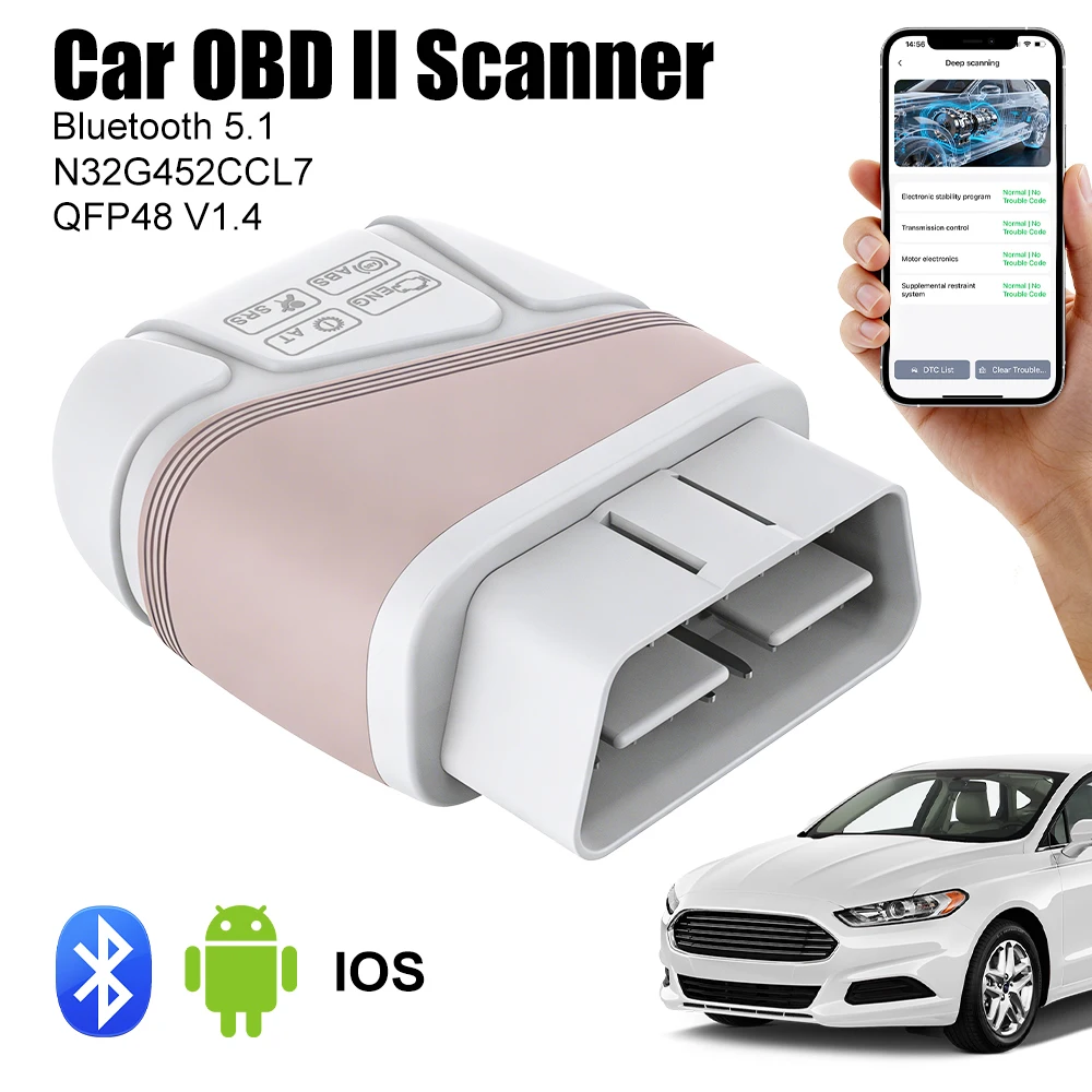 エンジンabsトランスミッションエアバッグスキャンobd2スキャナー-故障コードクリア-n32g452ccl7、qfp48-v14-車用obd-ii診断ツール