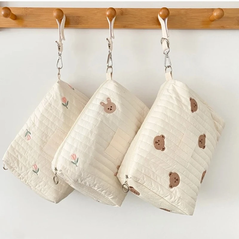 Fashion Printed Embroidery Diaper Bag, Multifunctional Baby Nappy Changing Tote, Large Capacity Stroller Organizer Travel Mummy