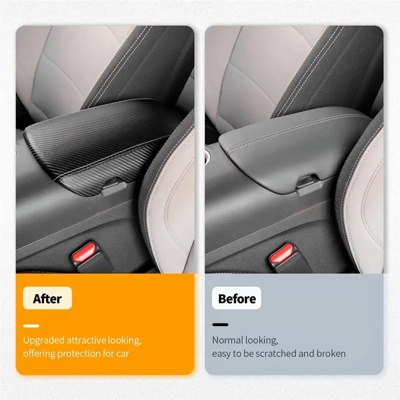 Center Console Armrest Pad Cover Replacement For Ford Mustang 2015-2025 Carbon Fiber Texture Lid Accessories