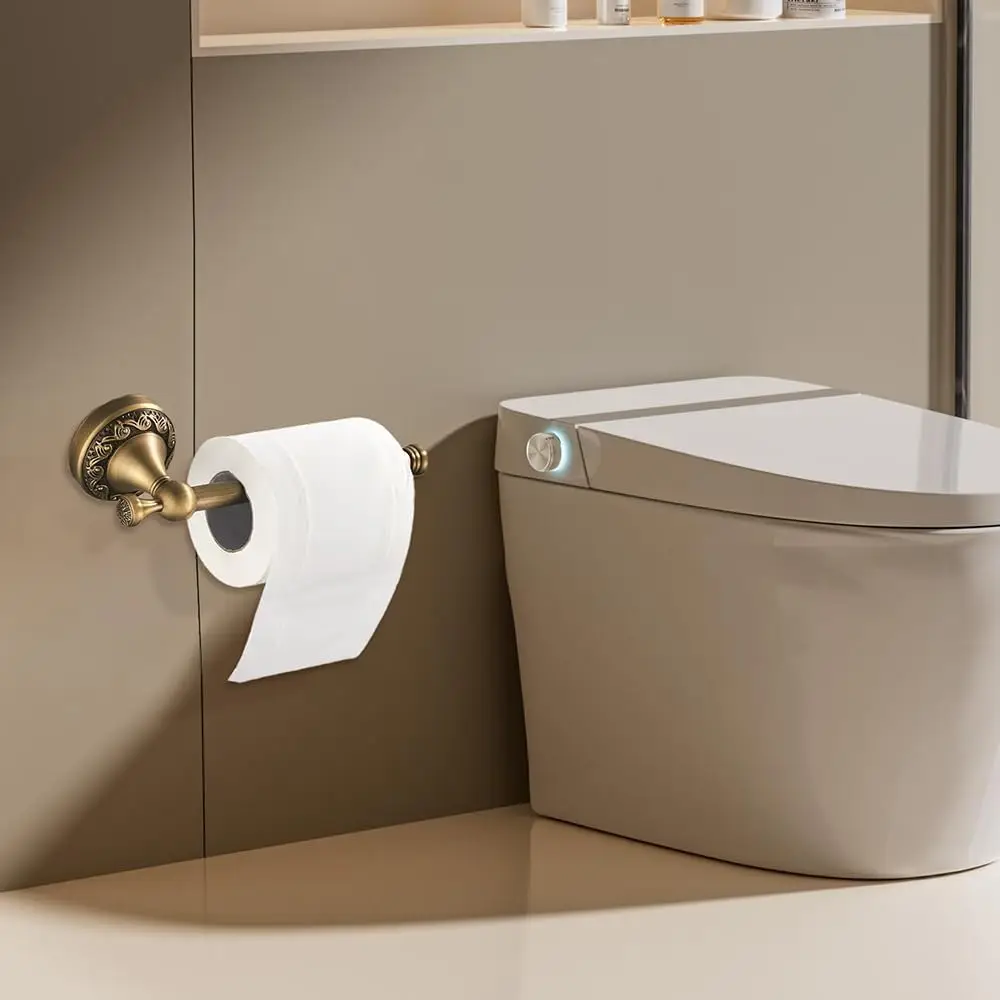 2Pcs antique brass toilet paper holder, oval brass towel ring, wall-mounted towel rack bathroom accessories