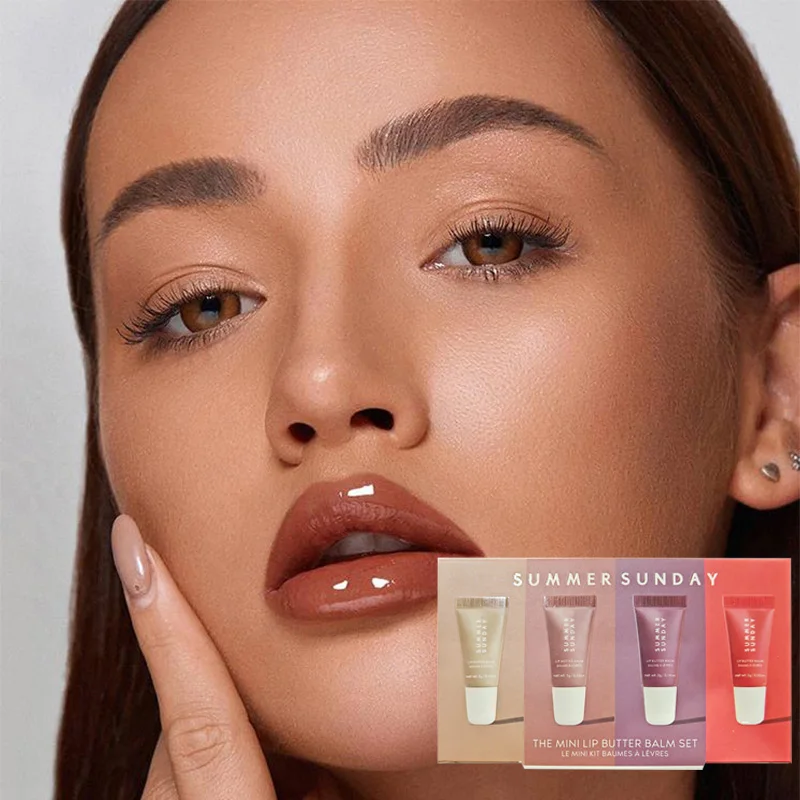 Conjunto de bálsamo labial de verão, espelho hidratante, brilho labial, água, natureza, longa duração, conjunto de batom transparente, óleo labial, maquiagem