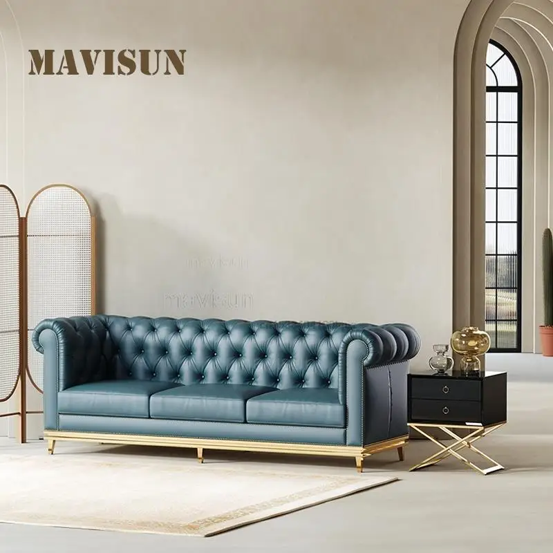 New Modern Light Luxury Modern Nordic Leather Sofa Minimalist Living Room Fashion Simple Sofa Set For Home Furniture