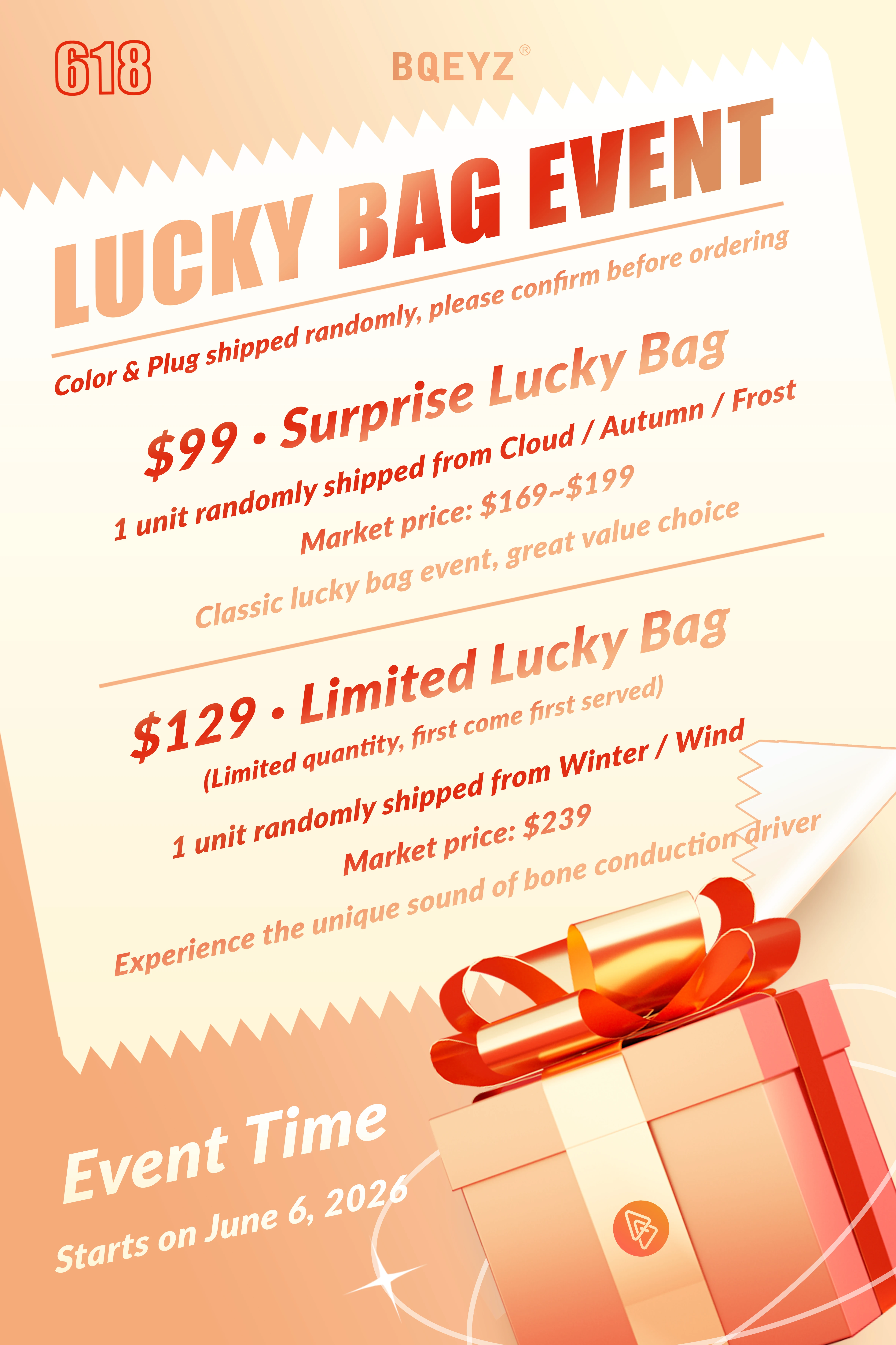 BQEYZ 618 Lucky Bag Event Kabelgebundene Kopfhörer IEM Autumn Cloud Frost Winter Wind – Detail 1