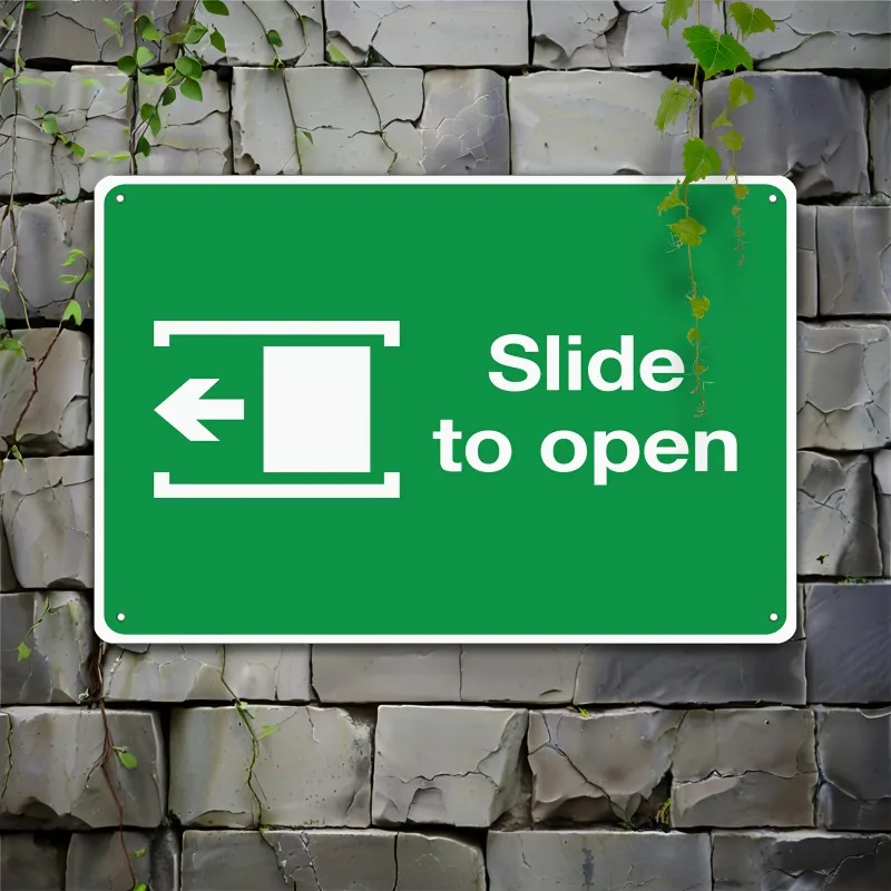 Rustic Green Metal Arrow Sign 20.32x30.48cm, 1pc Slide to Open Tin Plaque, Unframed Outdoor Wall Art for Garden Patio Yard Decor