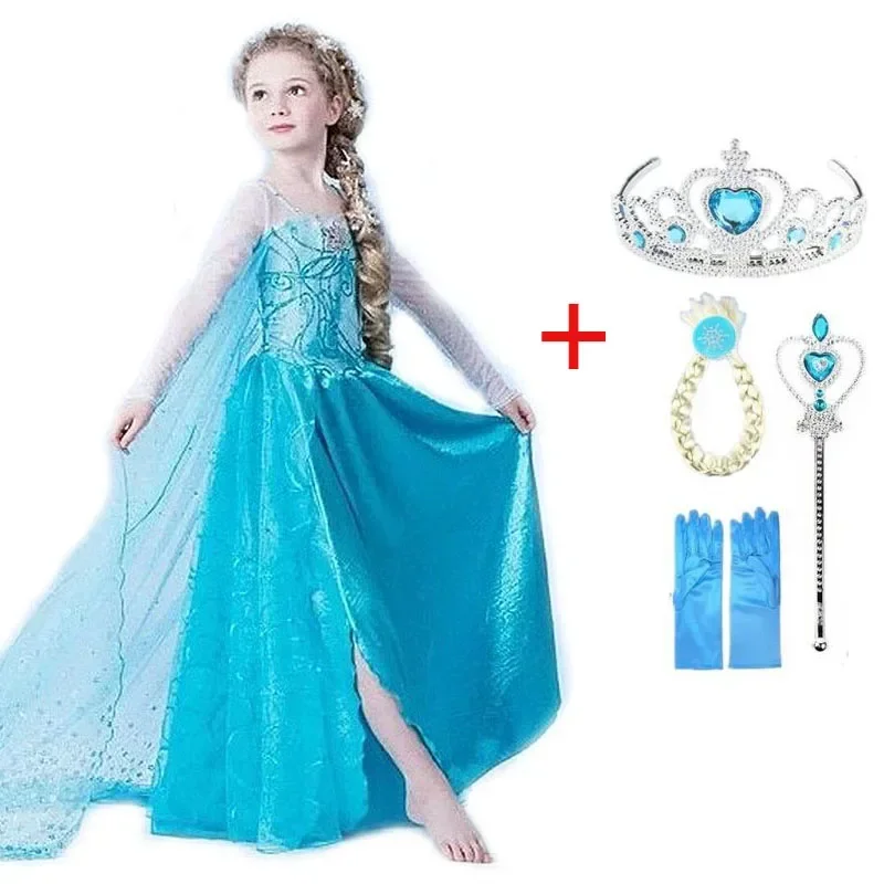 Vestidos de niña de marca de verano, ropa para bebé y niño, vestido de princesa Anna Elsa, disfraz de Reina de la nieve, disfraz de fiesta para niños, ropa de Halloween}