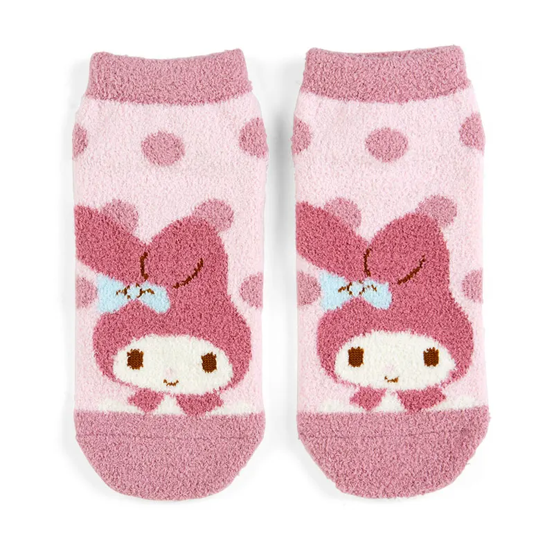 Japan Sanrio Socks Melody Little Twin Stars Tuxedosam Hangyodon Keroppi Women's Winter Warm Sleep Floor Socks Anime Plush Toys