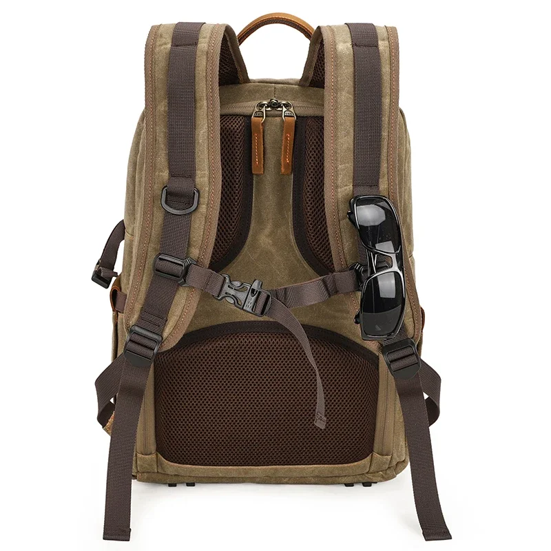 Latest 2024 model Vintage Batik Canvas Photographer Bag Waterproof Photography  DSLR Waxed  Camera Backpack Large