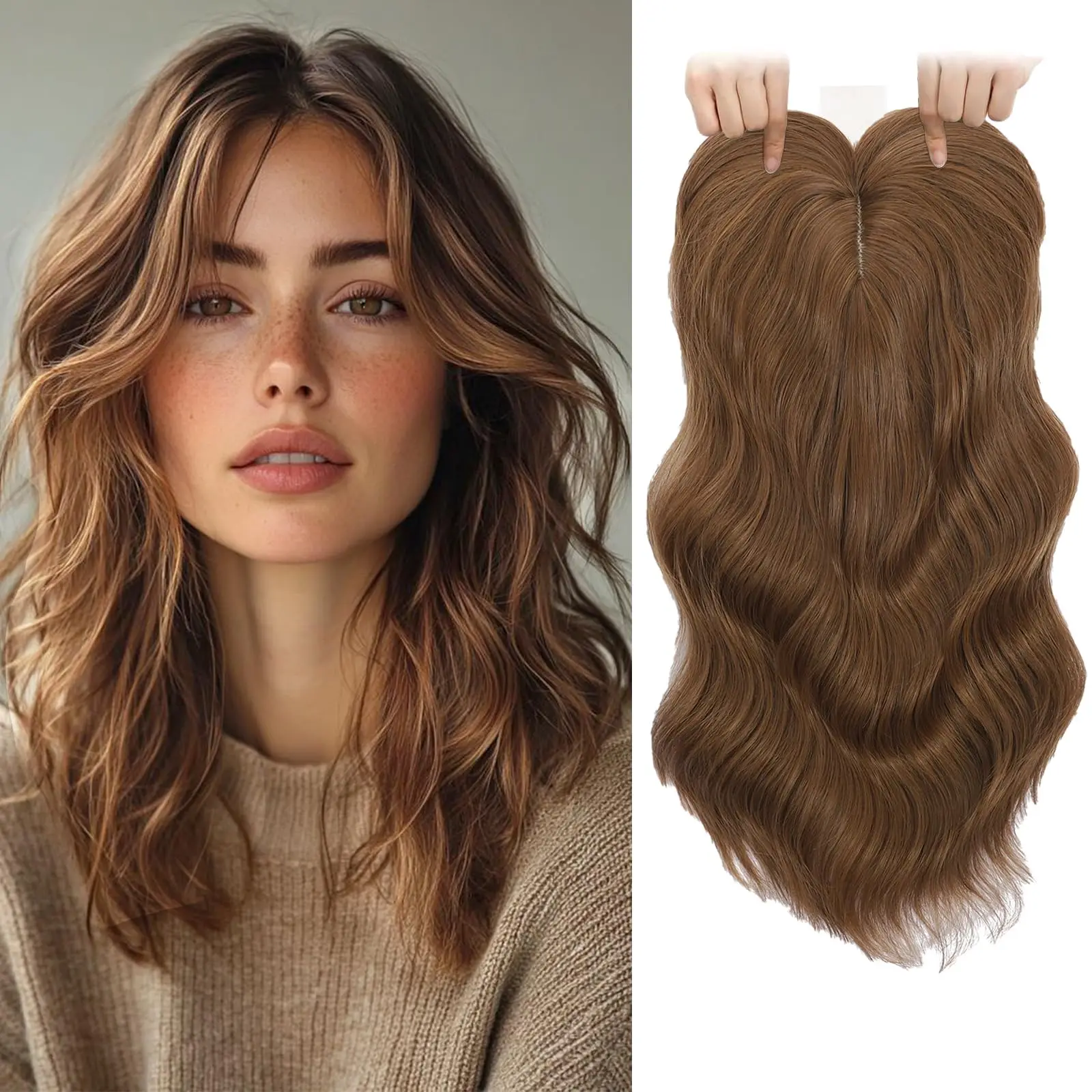 Handgefertigtes 100% Echthaar-Toupet mit Vollschweizer Spitze |   Belüftete Clip-in Haarverlängerungen |   Body Wave Großbestellung