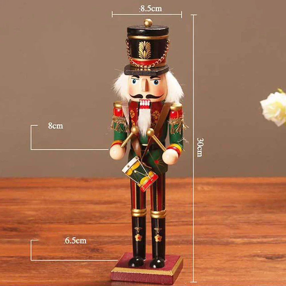 30CM Nutcracker Decorations Christmas Nutcracker Decor Hand-painted Wooden Long-lasting Use Meticulously Decorated