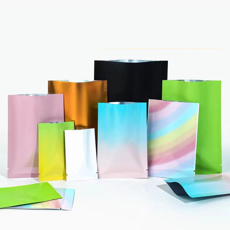 Bolsa de almacenamiento de papel de aluminio termosellable con tapa abierta, sobre para café en polvo, regalos a base de hierbas, bolsitas desechables, bolsas de embalaje, 100 Uds.
