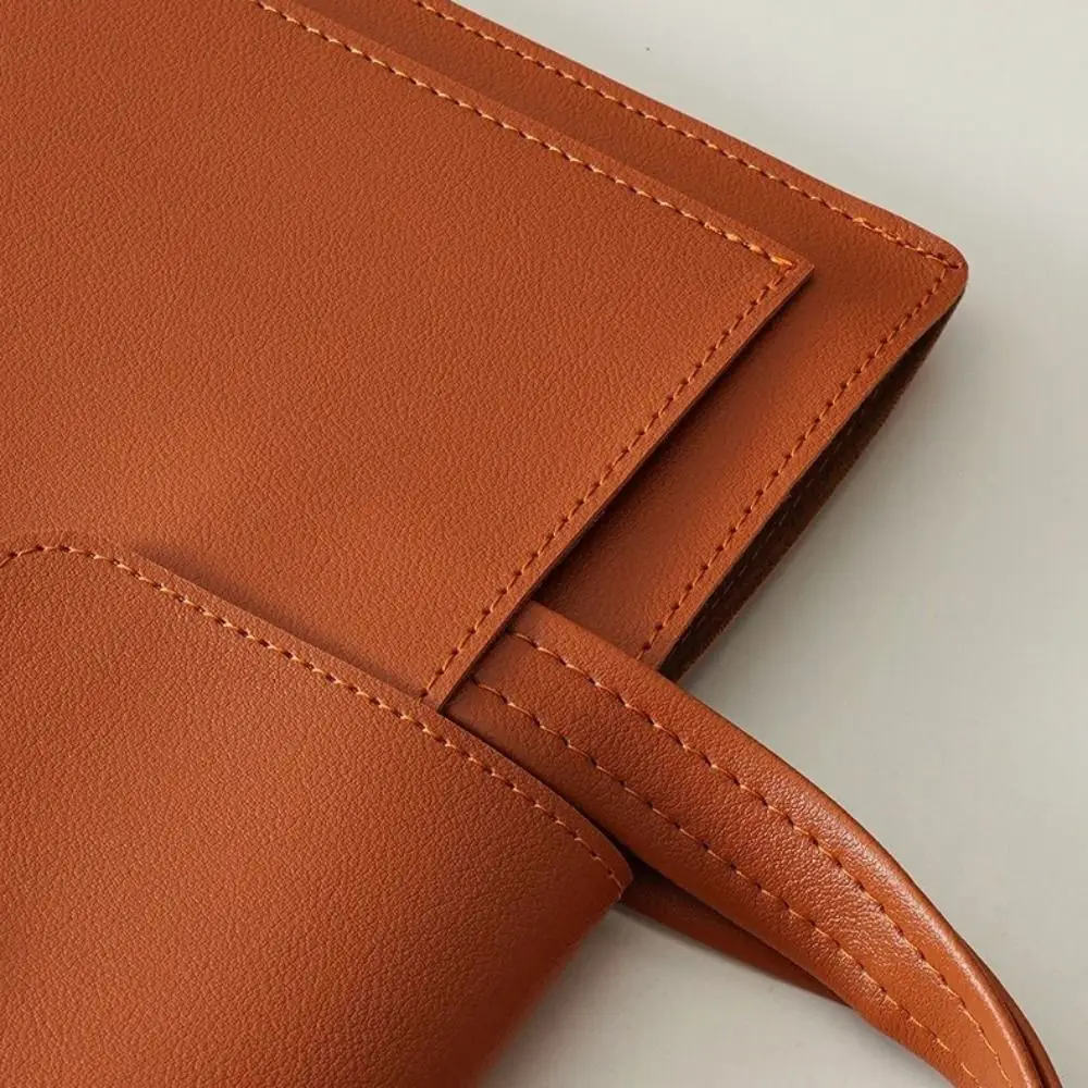 Large Capacity A4 Leather Document Bag Magnetic Button Thickened Double Layer File Folder Simple Anti-Scratch