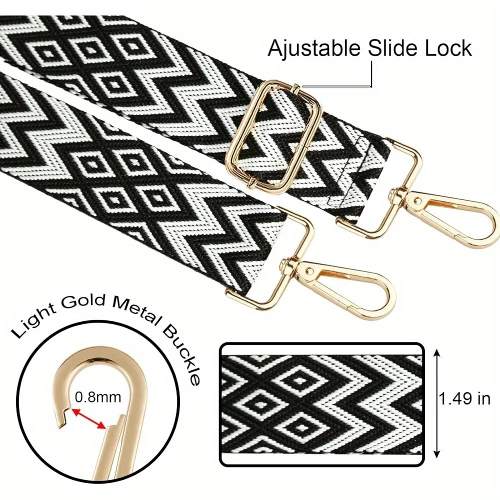 Purse Straps Replacement Crossbody, Bag Strap Guitar Straps for Handbags, Shoulder Strap for Bag with Embroidery Pattern