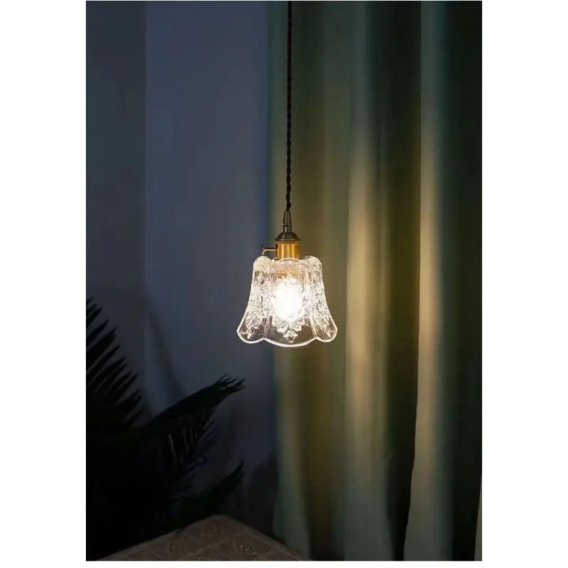 

Nordic Retro Brass Amber Glass Chandelier Milk Tea Shop Cashier Clothing Store Window Fitting Room Light