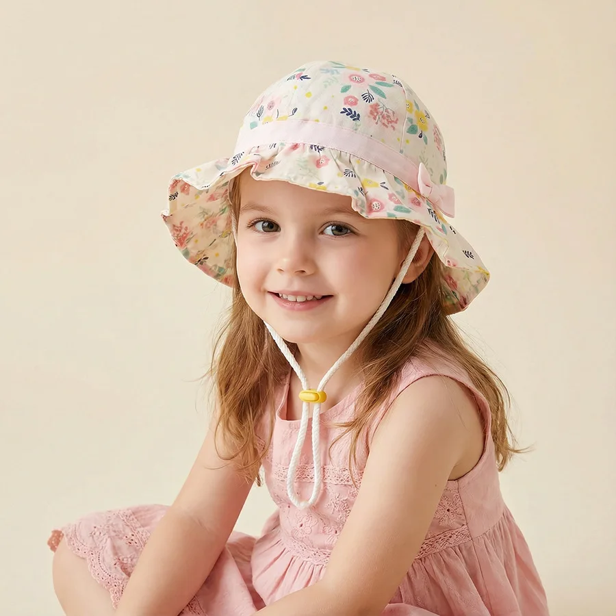 Sombrero de pescador bordado estilo ETSY para bebés, para primavera y verano, sombrero de algodón estilo princesa para niñas.