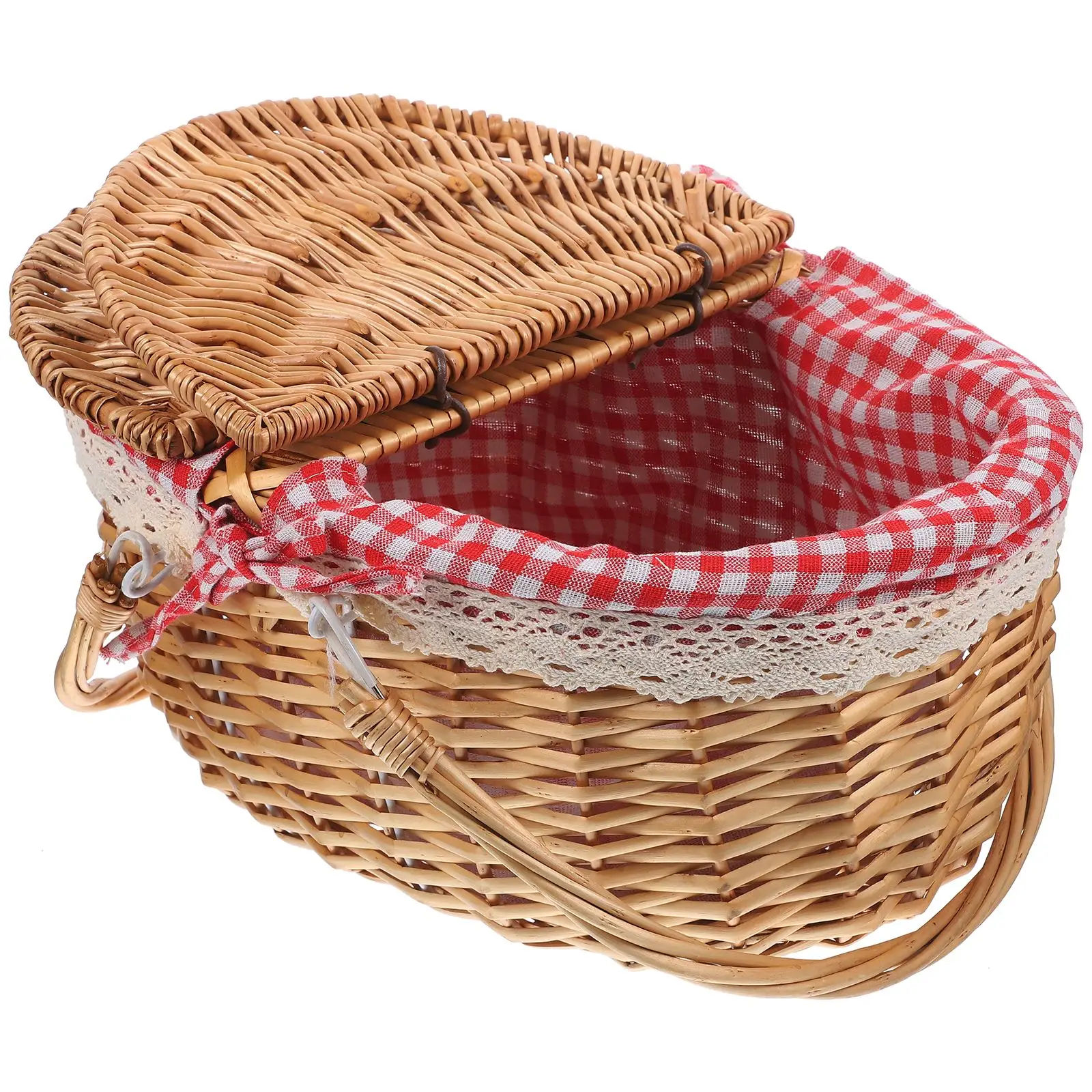 African Market Basket With Handles And Lid Wicker Woven Basket Rustic Storage Basket Bread Food Storage Basket Rattan 2024 New