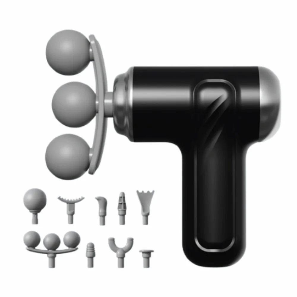 Multi Replaceable Headed Triple-headed Muscle Massager Handheld Rechargeable Fascia Machine Massager Low-noise Replaceable Head