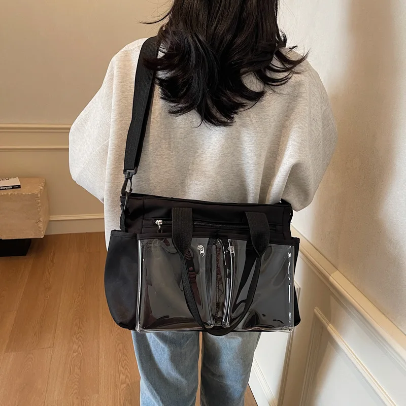 Large Capacity See-Through Summer Korean Version Casual Simple Single Shoulder Crossbody Handbag for Women