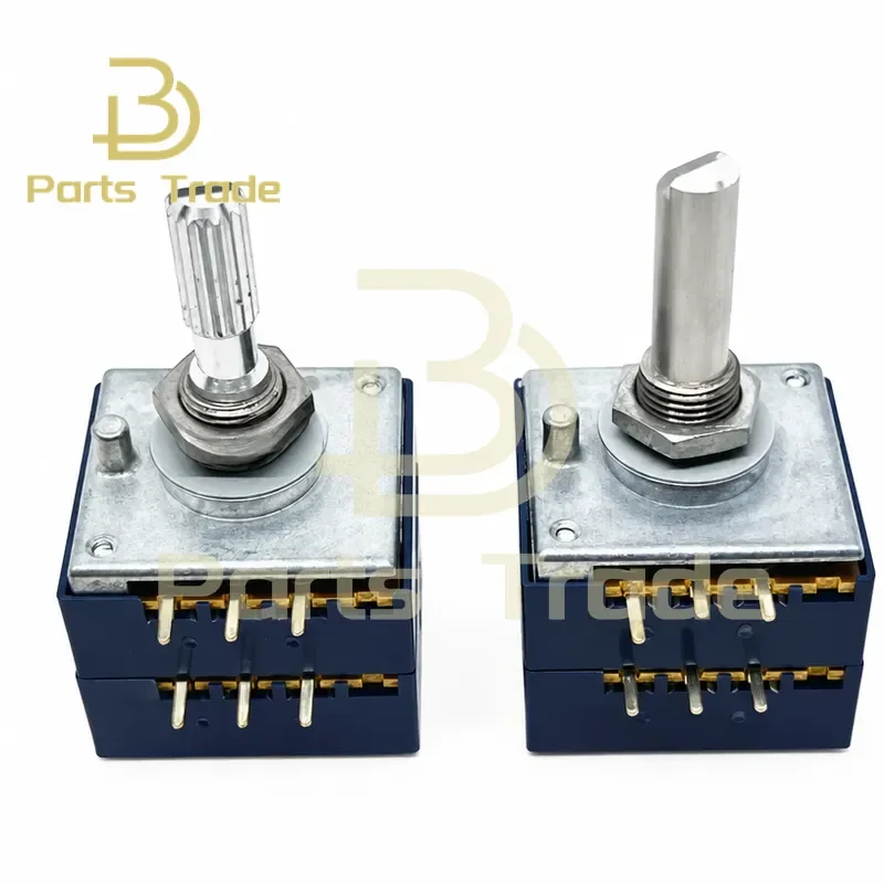 for ALPS RK27 Dual Gang Volume Potentiometer 10K 20K 50K 100K 250K Ohm 6 Pin Round Shaft Rotary Switch Audio Control