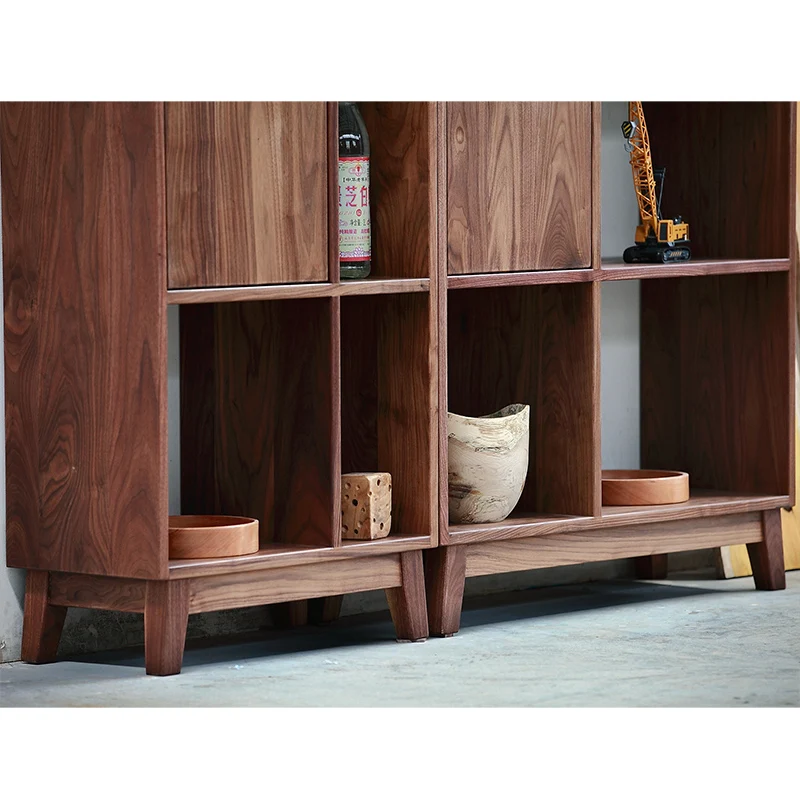 

Black walnut bookshelf, solid wood furniture, bookcase, bogu shelf, display, window shelf