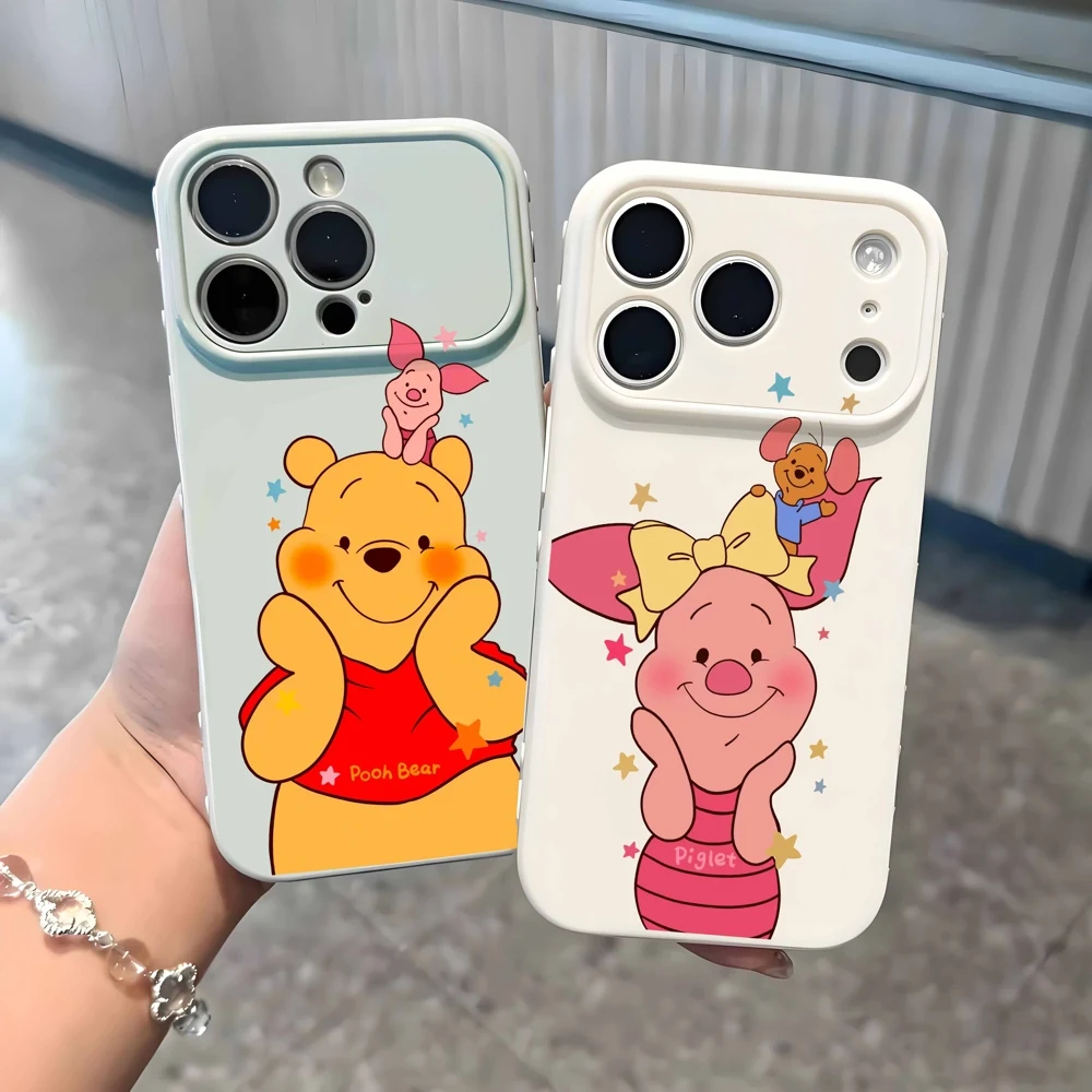 Pooh Bear And Piglet Disney For Apple iPhone 17 16 15 14 13 12 Mini 11 Pro Max Bubble Heart Cover Funda Silicone Soft Phone Case view 2