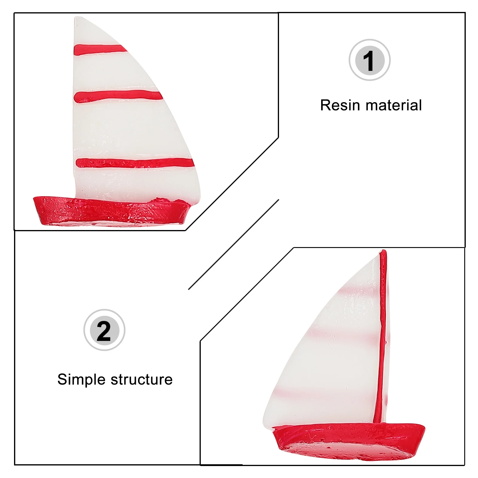 

15pcs Resin Sailboat Decorations White 5 Yellow 5 Blue Mini Sailboats Stable Base Realistic Craftsmanship Fish Tank Home Garden