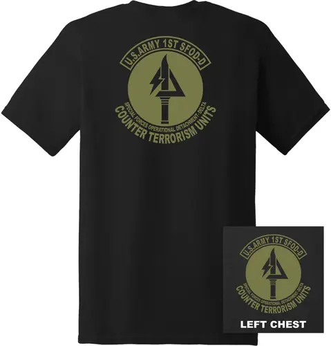 Camiseta de la 1a Fuerzas Especiales del Ejército de EE. UU., camiseta de separación operativa, 100% algodón, cuello redondo, camiseta informal de manga corta de verano para hombre