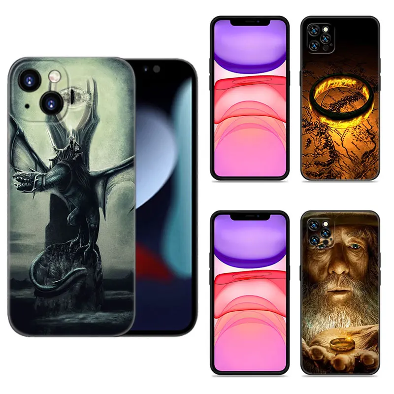 The L-Lords Of The R-Rings Black Silicone Phone Case For Apple iPhone 12 13 Mini 11 14 15 Pro Max 7 8 Plus X XR XS SE 2020 2022