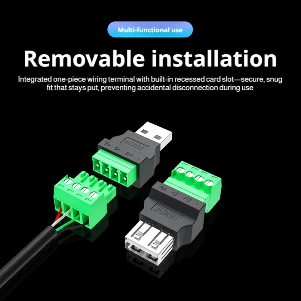 USB 2.0 Type Male/Female To 4Pin Screw Connector USB Jack With Solder Free Terminal DIY Plug