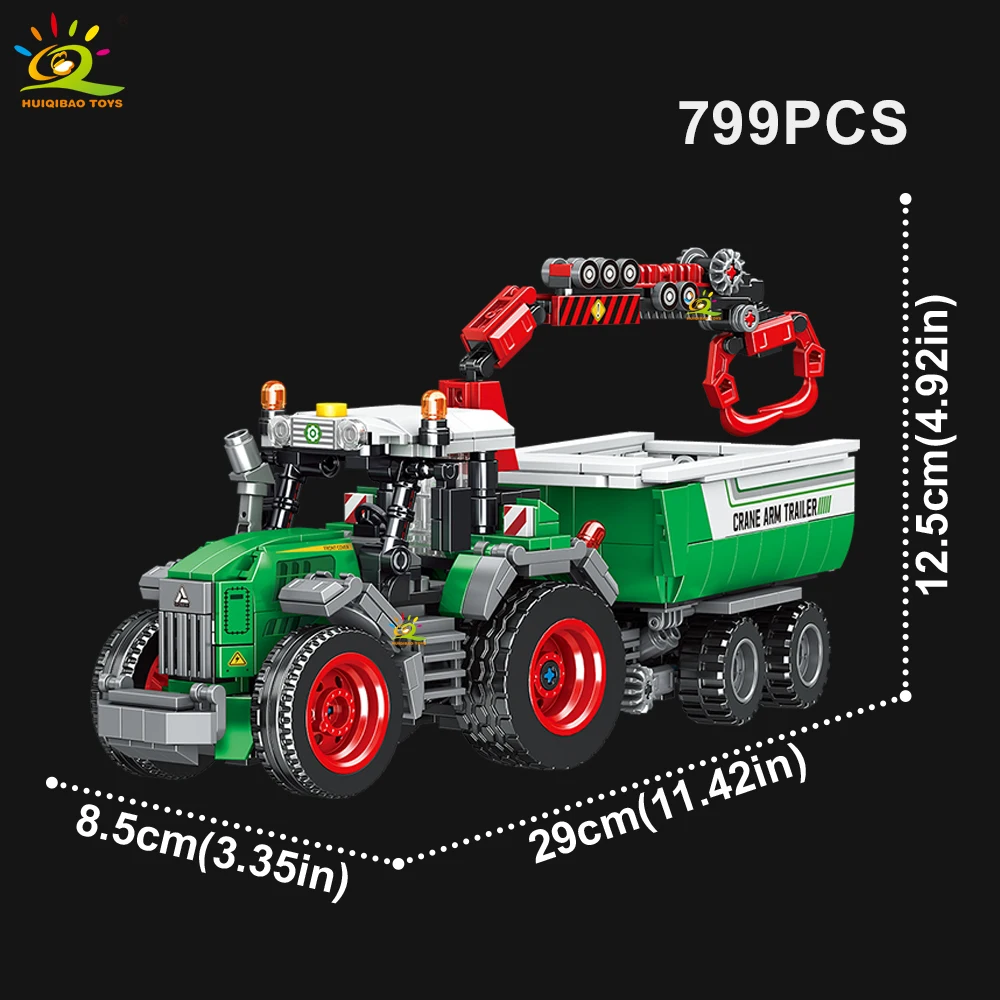 HUIQIBAO Bauern-LKW-Modell, Baukasten-Traktor, Kultivator, Mähdrescher, Fahrzeug, MOC-Auto, Bausteine, Stadtbauspielzeug für Kinder – Detail 11