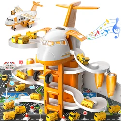 Children's deformation transport plane toys and engineering track cars are suitable for children aged 3-7 and come with game mat