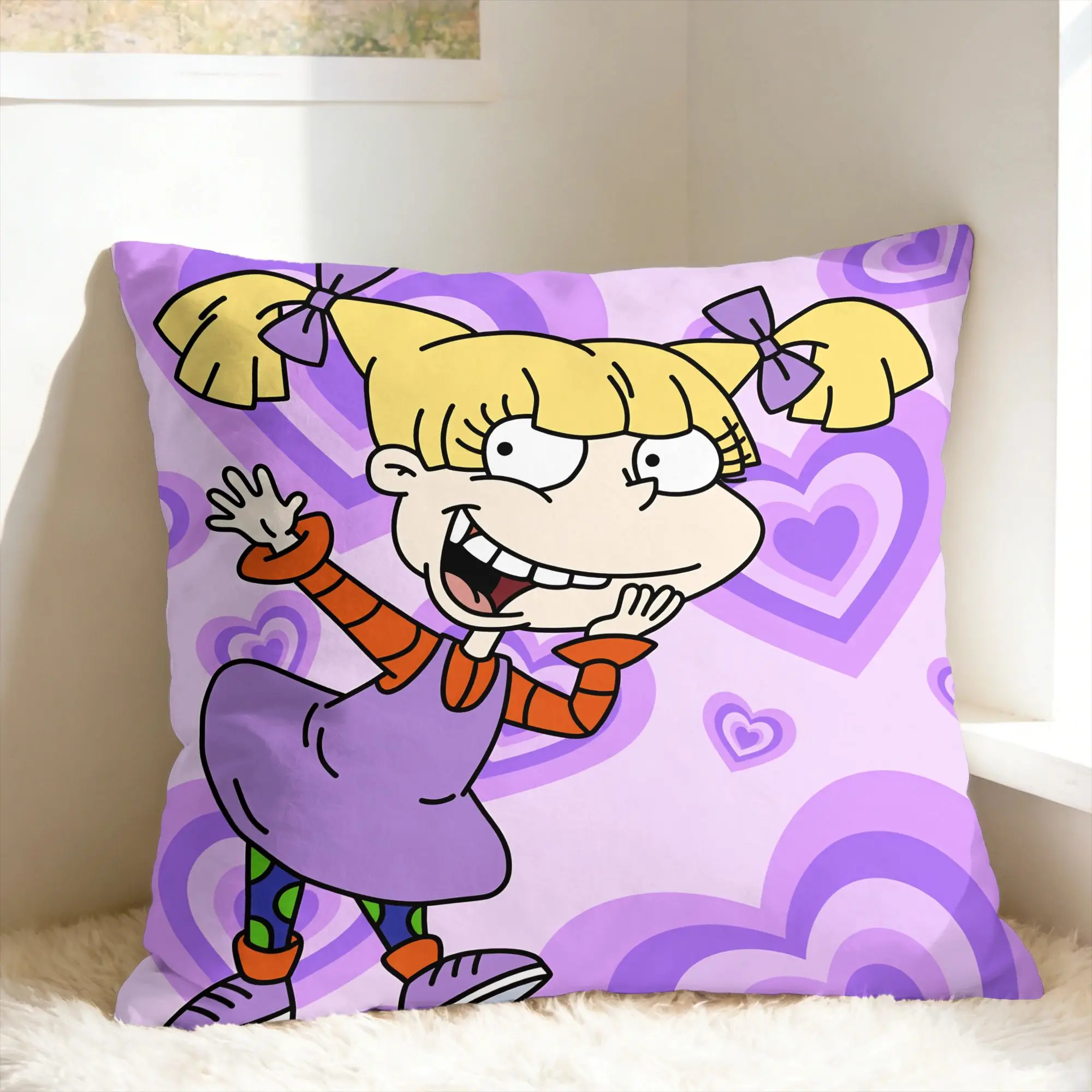R-Rugrats Angelica Pickles Pillowcases  Kawaii Pillow Case For Sofa Car Home Decor Soft Pillow Cover