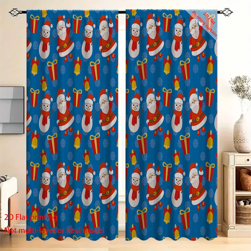 

Santa Claus pattern printed curtains, living room, bedroom, dormitory, home holiday decoration, blackout curtains