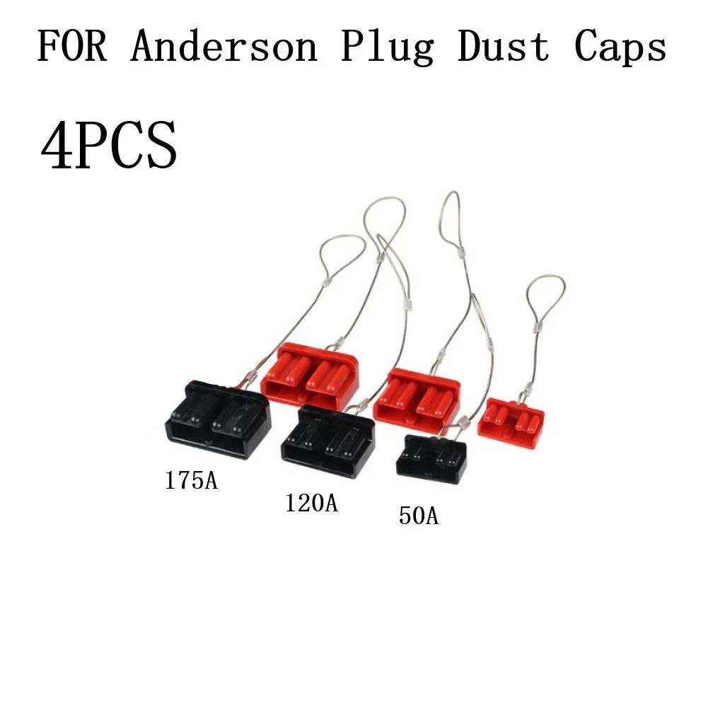 4PCS Dust Cap Kit Black/Red FOR Anderson Plug Cover Style Connectors Battery Caravan 50A/120A/175A Rectangle Dust Cover