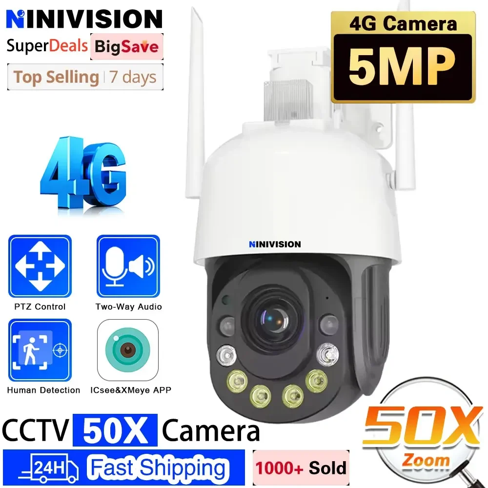 

50X Optical Zoom Wifi 4G ICSEE Security Surveillance Camera Outdoor 5MP CCTV PTZ IP Max 150M Night Vision Two Way Audio Camera