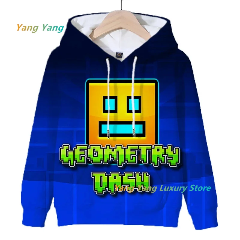 3D Print Hoodies Cartoon Game Sweatshirts Tops Christmas Kids Geometry Dash Children Long Sleeve Pullovers Coat Men Clothes