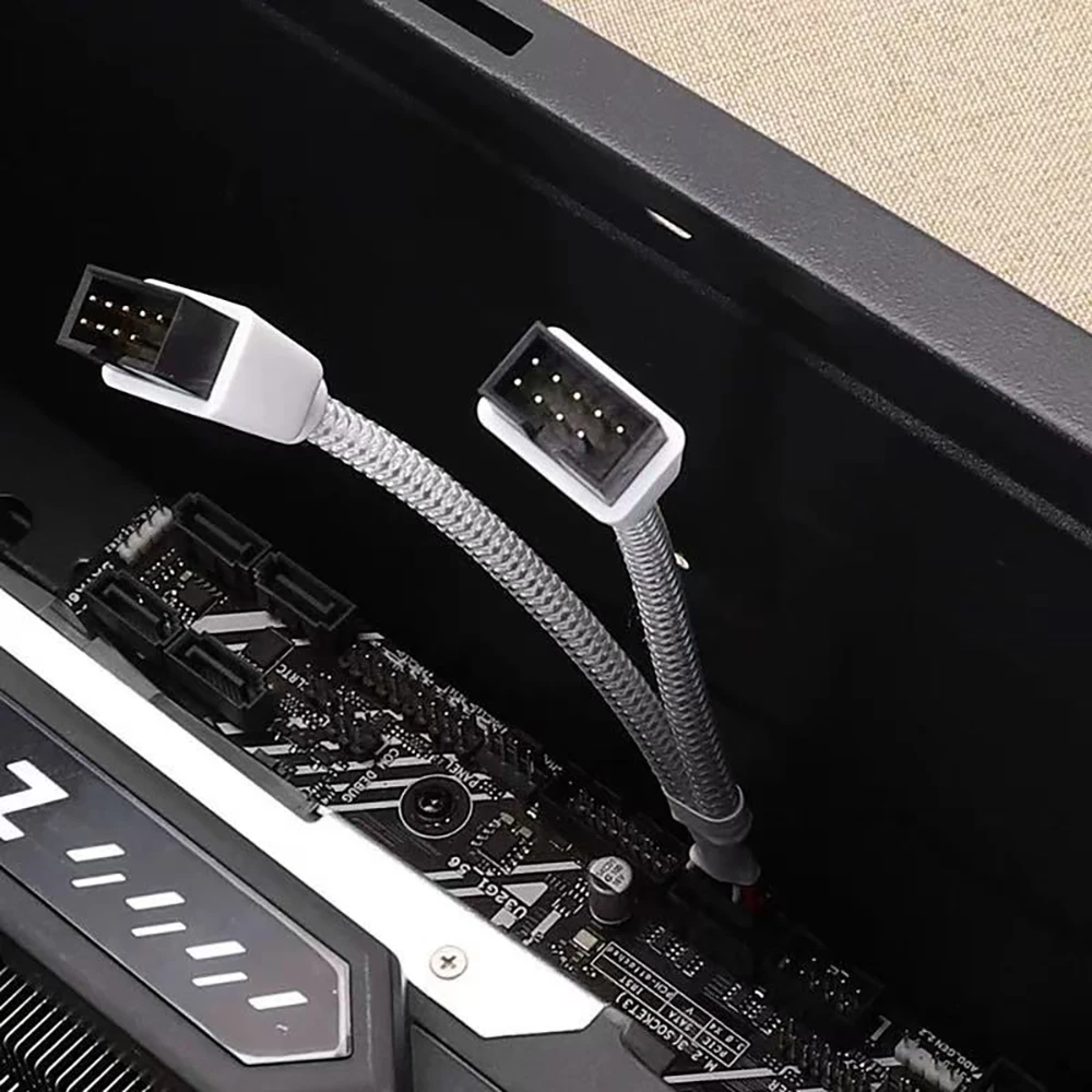 Divisor de Cable USB de 9 pines a doble 9 pines, caja de ordenador, placa base, 1 en 2 salidas, transferencia de datos, escudo trenzado, Cable, HUB, línea de extensión