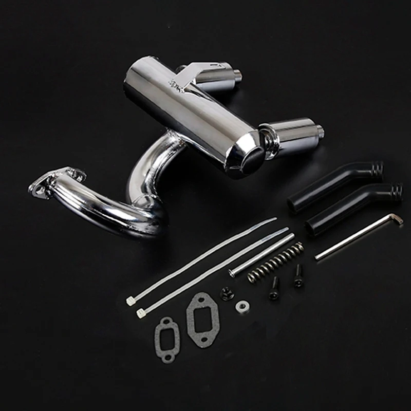 RC Car Double Mute Pipe Exhaust Pipe For 1/5 Losi 5Ive T Rovan LT 29CC 30.5CC 32CC 36CC 45CC Engine Rc Car Update Accessories