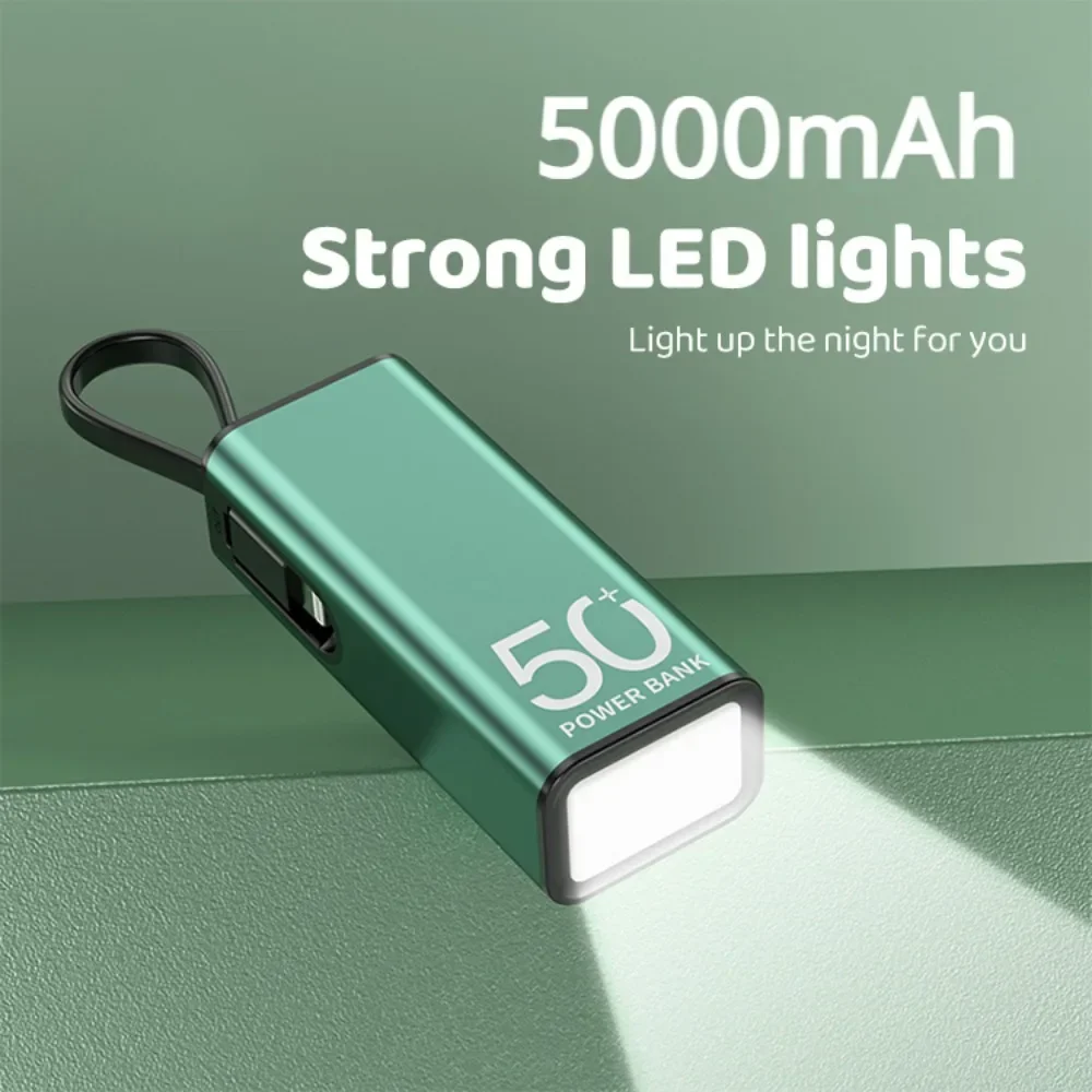 Multifunctional Outdoor Mini Power Bank 5000mAh Portable Small Size Fast Phone Charger Emergency Flashlight Lighting Powerbanks