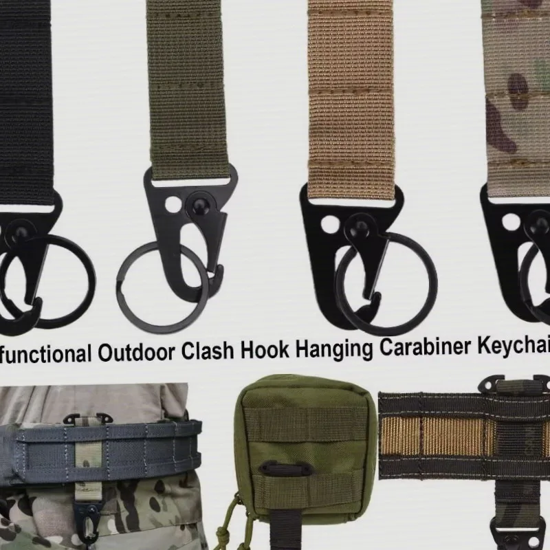 Tactical Gear Hanging Carabiner T-Mount MOLLE Webbing Belt Clip Nylon HK Hook Snap Sling Clip for Tactical Belt