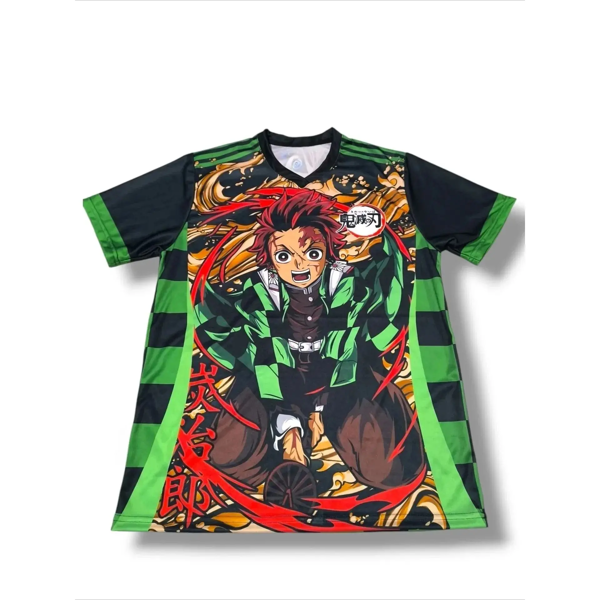 

2026 New Football Jerseys Japanese Anime Bandai Demon Slayer Tanjiro Nezuko T-shirt Sporty Street Loose for Men and Children