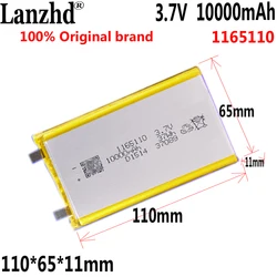 1-10PCS 3.7V  Li Polymer Battery 10000mAh Soft package battery Cell For Power Bank Bluetooth Speakers Tablet DVD battery 1165110