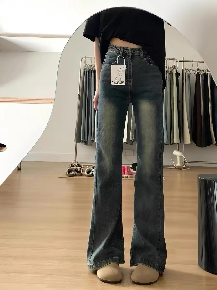 

American Style Retro Flared Denim Jeans Women's Large Children Spring Summer New Big Size Not Legging Slim Pear Body Shape Be...