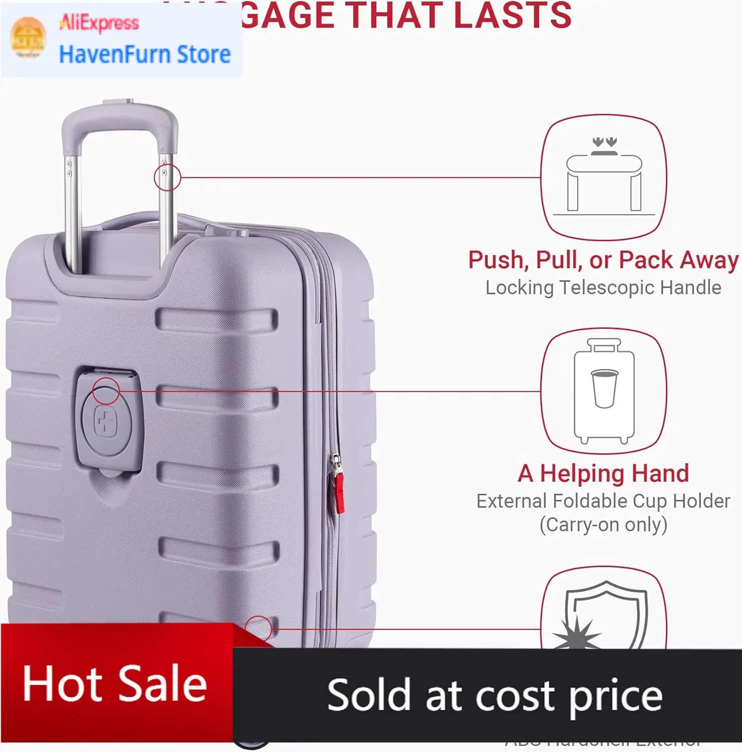 

Чемодан Carry On Hardside Expandable с колесами-спиннерами, замком TSA и держателем для стакана, цвет Evening Haze, 19 дюймов