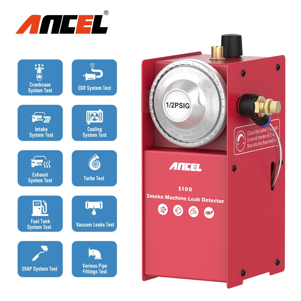 Ancel S100 Car Smoke Leak Detector Pipe Leak Locator Smoke Leakage Diagnostic Analyzer Smoke Generator Automotive EVAP System