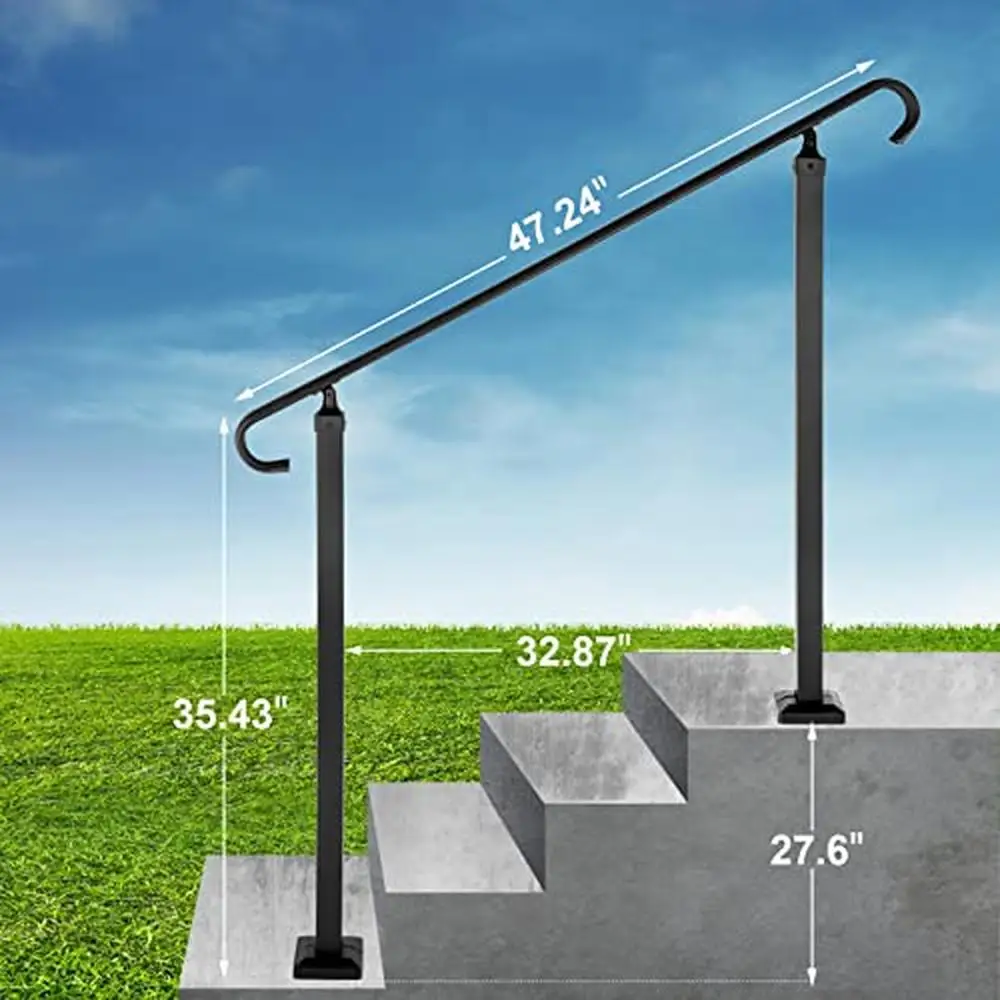 Kit corrimano per ringhiera per scale da esterno Kit di installazione facile per scale con binario in ferro regolabile a 3-4 gradini