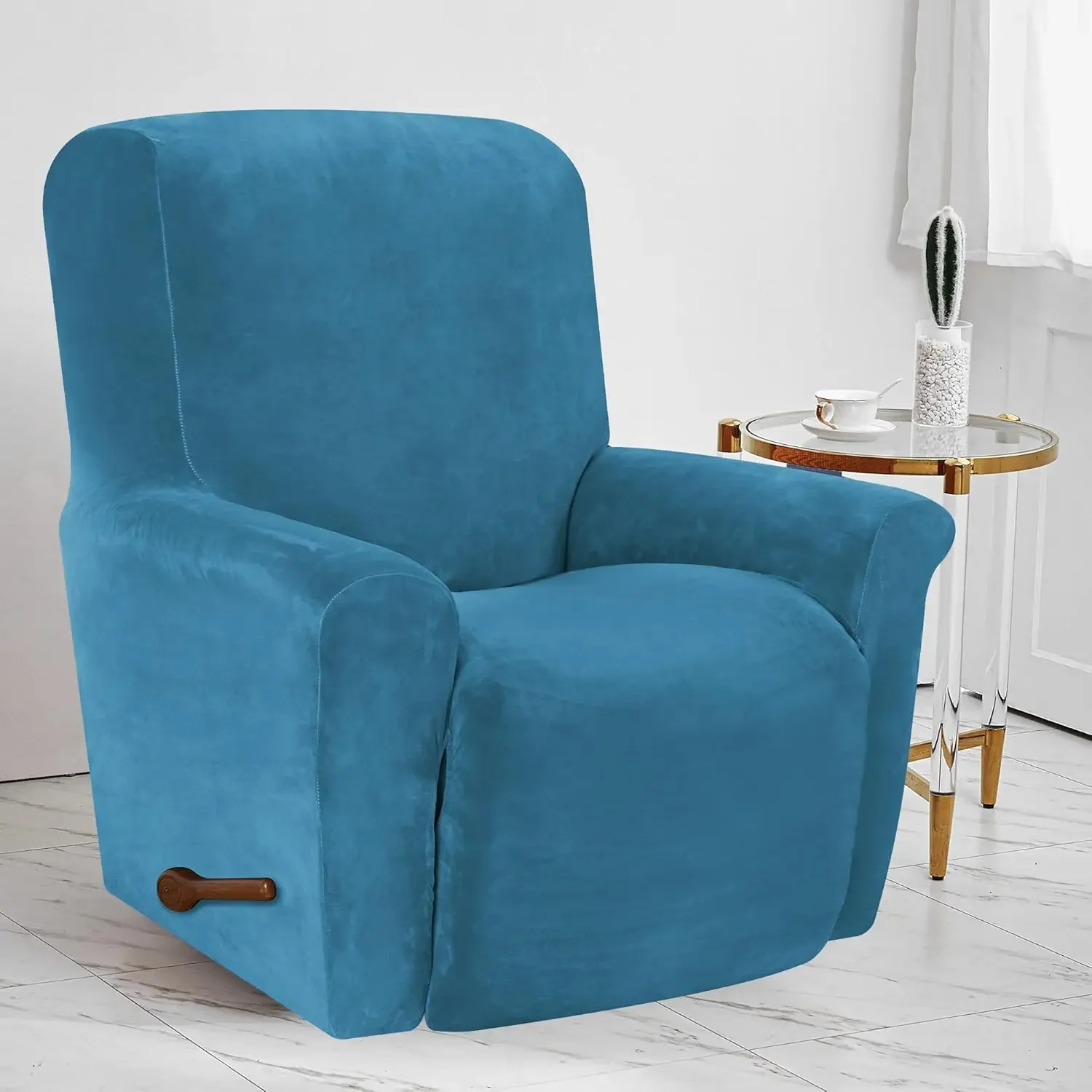 Waterproof Recliner Chair Cover Elastic Plush Lazy Sofa Cover Massage Chair Covers with Pocket Stretch Plaid Slipcover