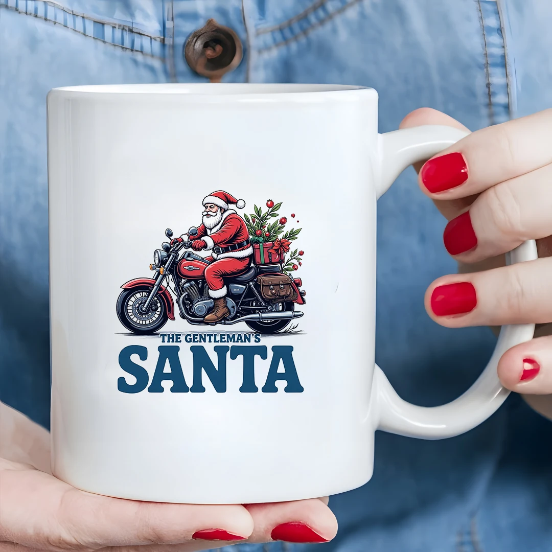 

11oz Mug + Gentleman Santa Riding Motorcycle Gift Box + Kids Cold & Hot Drink Cup - Christmas Gift for Family & Office