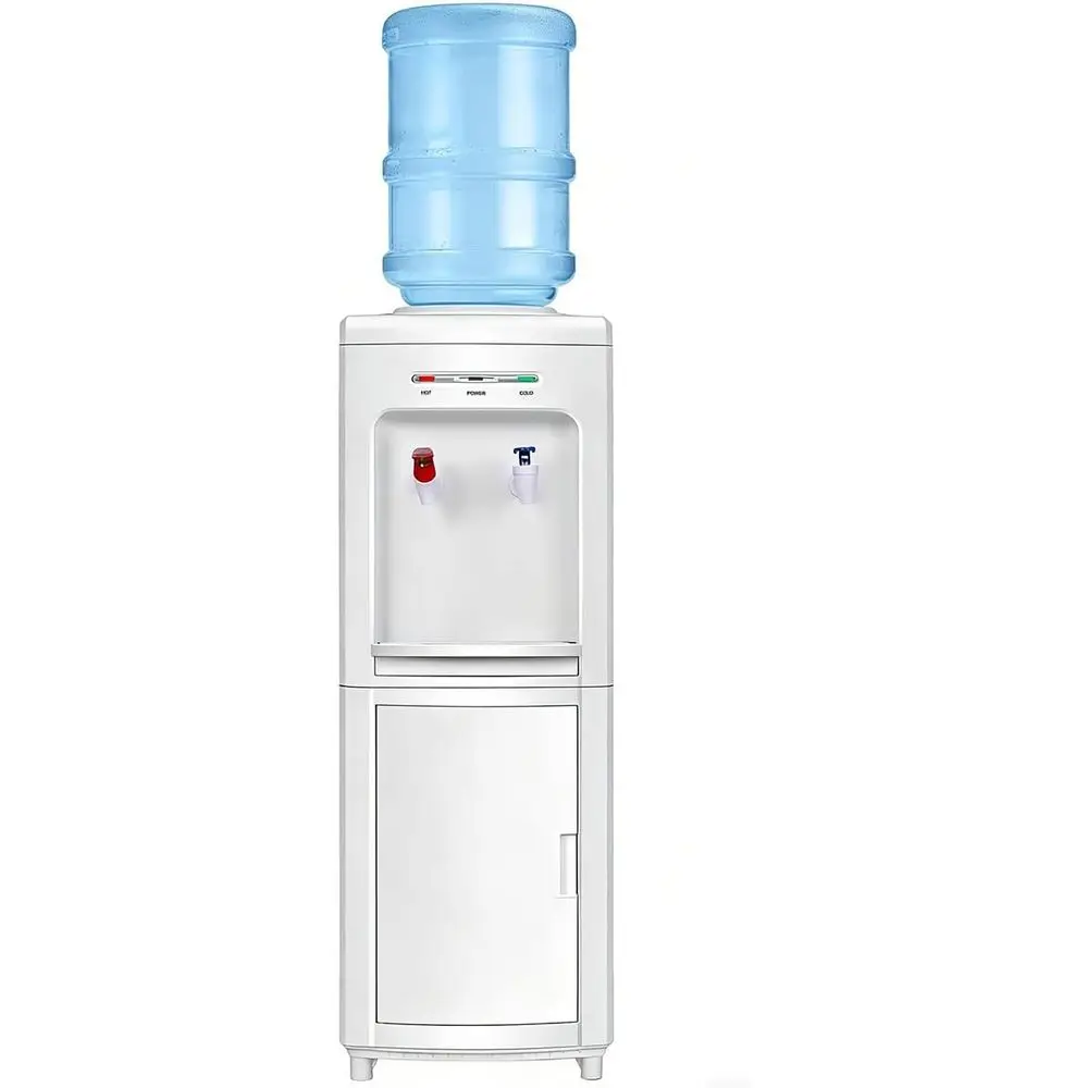Top-Loading Hot/Cold Water Dispenser with Storage, Child Lock, White, Compression Refrigeration