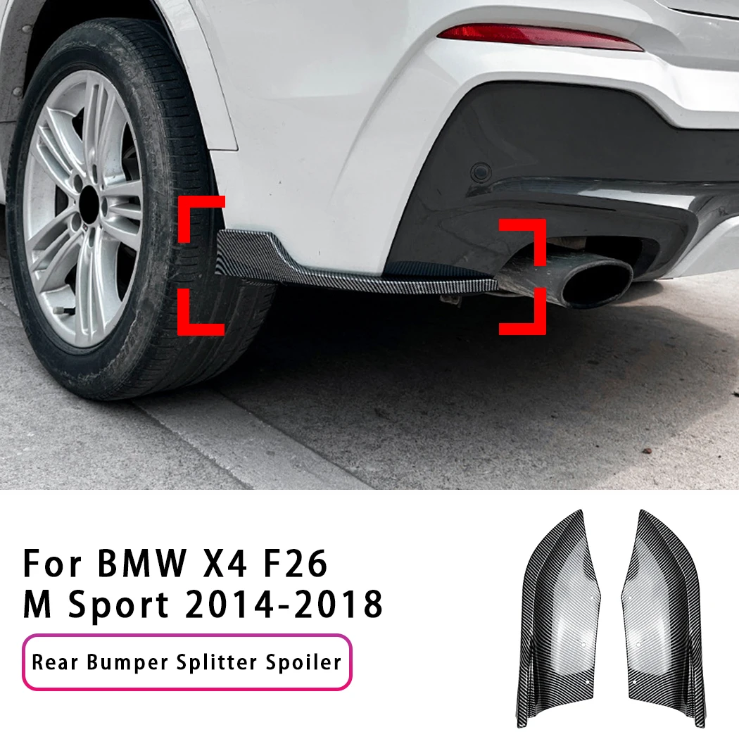 2PCS Car Rear Bumper Lip Diffuser Side Spoiler Air Vent Canard Splitter Wind Knife Body Kits For BMW X4 F26 M Sport 2014-2018