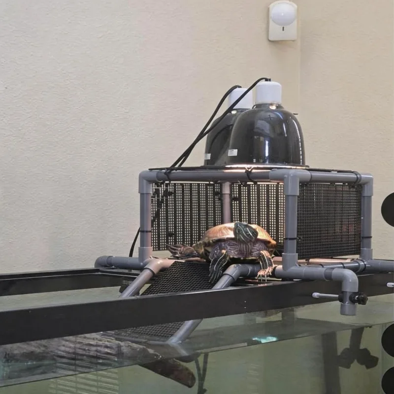 PVC tube assembly turtle feeding platform climbing frame with ramp aquarium turtle pet